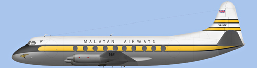 David Carter illustration of Malayan Airways Viscount VR-SEE